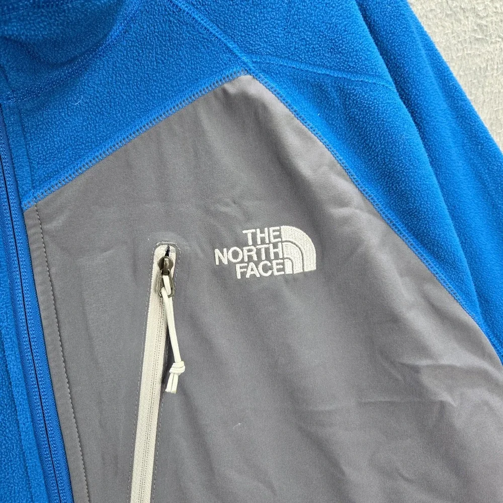 The North Face Men Sweatshirt 2XL Blue Colorblock‎ 1/2 Zip Pockets Mock Neck